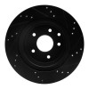 R1 05-25 Infiniti EX37 Rear Left Drilled & Slotted Black Brake Rotor