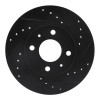 R1 88-06 Nissan NX Front Right Drilled & Slotted Black Brake Rotor