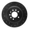 R1 08-11 Saab 9-3 Rear Right Drilled & Slotted Black Brake Rotor