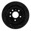 R1 02-10 Saab 9-5 Rear Right Drilled & Slotted Black Brake Rotor