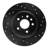 R1 99-10 Saab 9-5 Rear Left Drilled & Slotted Black Brake Rotor