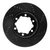 R1 06-25 American Coach Patriot Rear Left Drilled & Slotted Black Brake Rotor