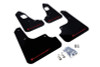 Rally Armor 08-17 Mitsubishi EVO X Black UR Mud Flap w/ Red Logo
