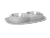 WeatherTech Pet Feeding System Double Low 64oz 3in. Stainless Bowl - Light Grey