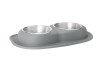 WeatherTech Pet Feeding System Double Low 64oz 3in. Stainless Bowl - Dark Grey