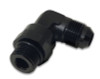Vibrant -8AN Male Flare to -6AN ORB Swivel 90 Degree Adapter Fitting in Black Aluminum