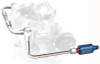 Edelbrock Part 8133 Chrome Steel Dual Feed Fuel Line with Blue Anodized Aluminum Filter for Thunder Series Carbs