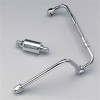 Edelbrock Part 8128 Chrome Steel Dual Feed Fuel Inlet with Polished Aluminum Filter for Thunder Series AVS Carbs