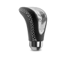 Momo Combat Evo Shift Knob - Black Leather, Chrome Insert, Silver Stitching