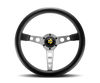 Momo Prototipo Steering Wheel 350 mm - Black Leather/Wht Stitch/Brshd Spokes