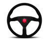 Momo Montecarlo Alcantara Steering Wheel 350 mm - Black/Red Stitch/Black Spokes