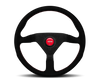 Momo Montecarlo Alcantara Steering Wheel 320 mm - Black/Red Stitch/Black Spokes