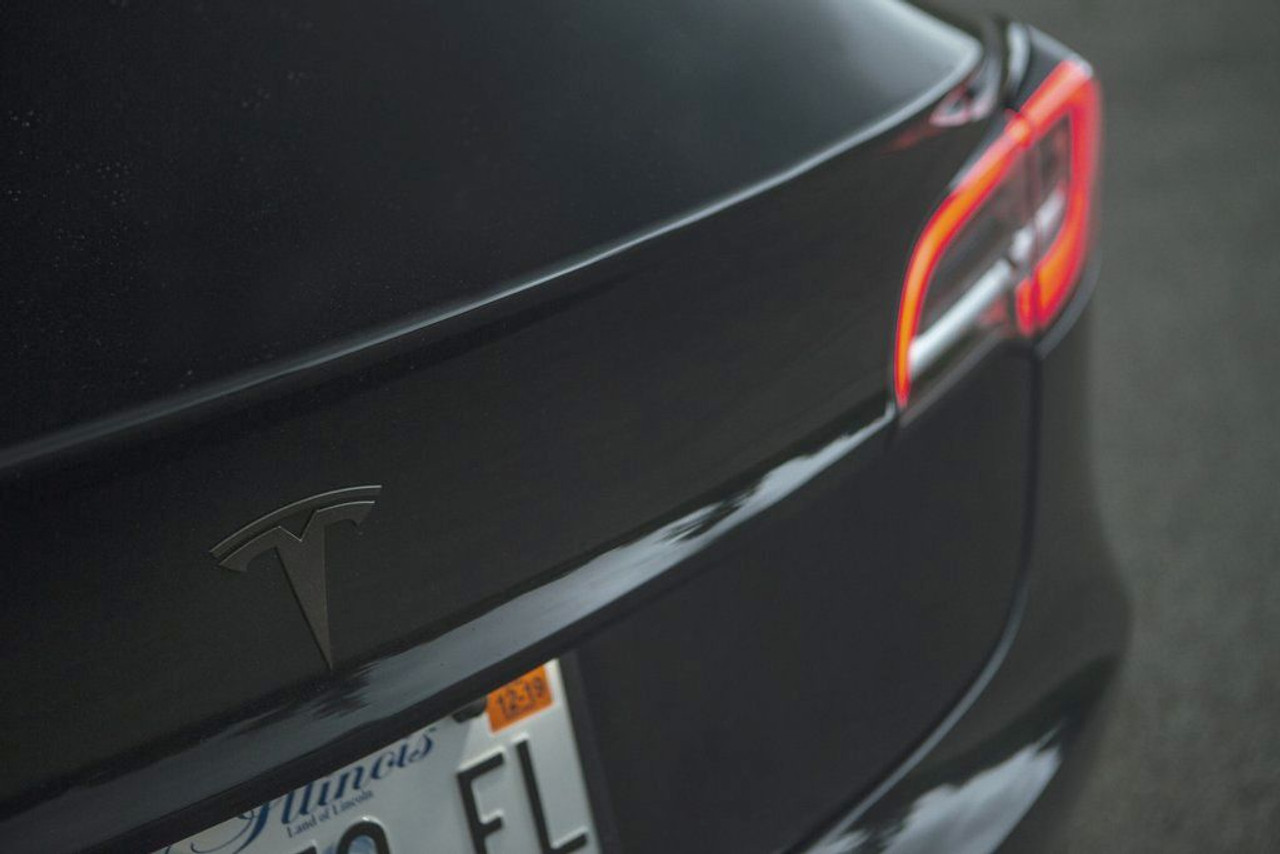 Tesla Model 3 Painted Trunk Emblems (Matte Black/Gloss Black/Black Chrome)