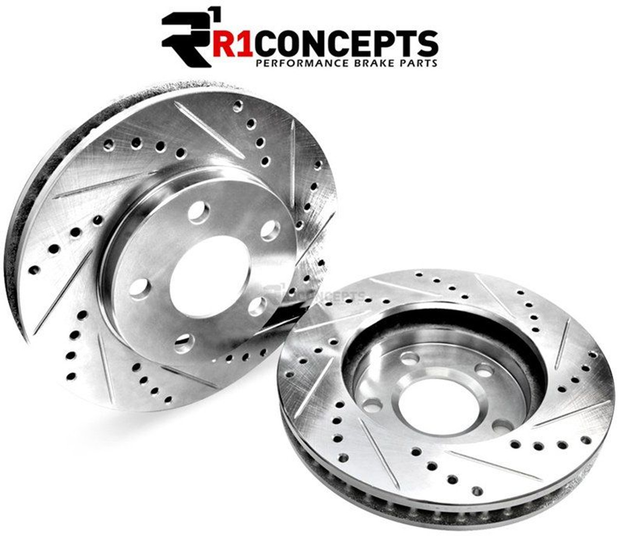 R1 Concepts E-Line Drilled/Slotted Front Brake Rotors For 2006-12 BMW  3-Series [E90 E91 E92 E93]