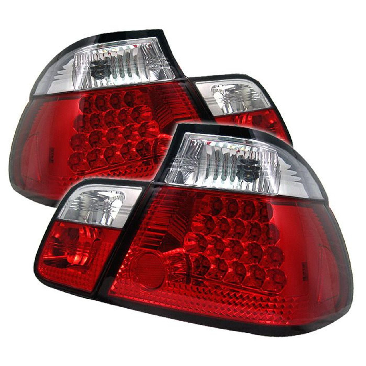 No Longer Available - Spyder Red Clear LED Tail Lights for 1999-2001 BMW  325i/ 328i/ 330i [E46] Sedan