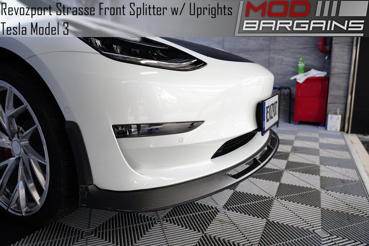 RevoZport Strasse Front Splitter w/ Uprights for Tesla Model 3