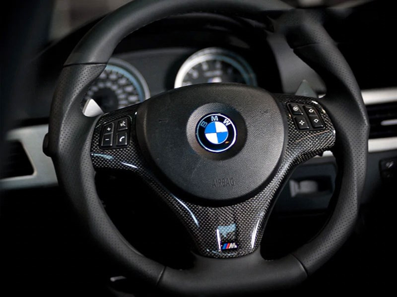  E90 E92 E91 M3 カーボンステアリングホイールトリム RW Carbon BMW E9X M3 / E82 1M CF Steering Wheel Trim