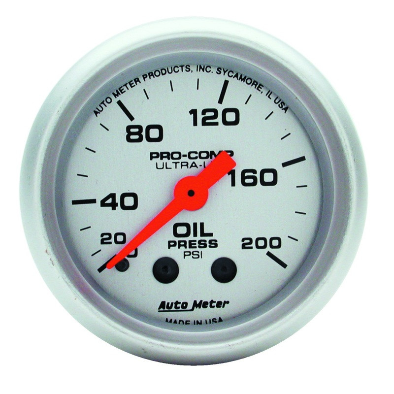 Autometer UltraLite 52mm 0200 PSI Mechanical Oil Pressure Gauge