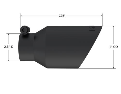 MBRP Universal 4in OD Dual Wall Angled 2.5in Inlet 8in Lgth Exhaust Tip - Black