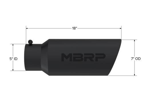 MBRP Universal Tip 7in O.D. Rolled End 5in inlet 18in length Black