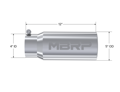 MBRP Universal Tip 5 O.D. Rolled Straight 4 inlet 12 length