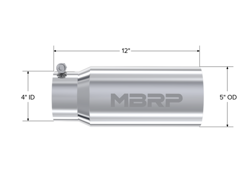 MBRP Universal Tip 5 O.D. Dual Wall Straight 4 inlet 12 length