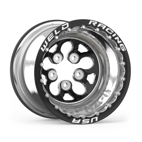 Weld Alpha-1 15x13 / 5x4.75 BP / 5in BS Black Wheel - Black Double Beadlock MT
