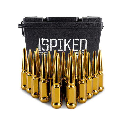 No Longer Available - Mishimoto Steel Spiked Lug Nuts M12x1.5 20pc Set - Gold