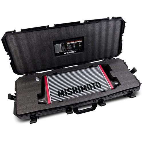 No Longer Available - Mishimoto Universal Carbon Fiber Intercooler - Gloss Tanks - 600mm Black Core - C-Flow - C V-Band