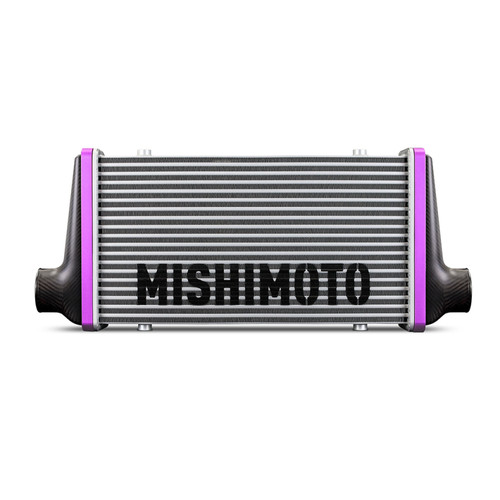 No Longer Available - Mishimoto Universal Carbon Fiber Intercooler - Gloss Tanks - 450mm Black Core - S-Flow - GR V-Band
