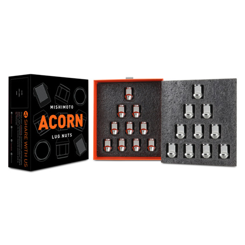 No Longer Available - Mishimoto Steel Acorn Lug Nuts M12 x 1.5 - 20pc Set - Chrome