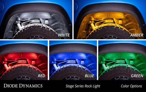 Diode Dynamics Stage Series Single Color LED Rock Light - Amber M8 (8-pack)