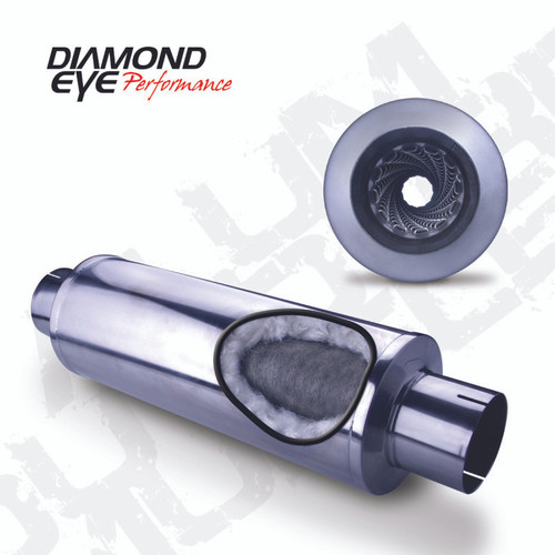 Diamond Eye MFLR 4inID SGL IN/SGL OUT 7inDIA X 24in BODY 30in LENGTH LOUVERED SLOTTED ENDS 409 SS