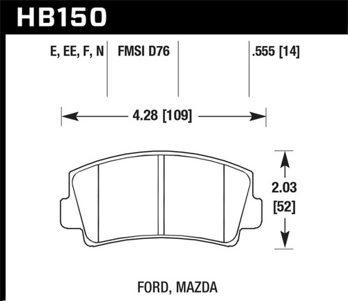 Hawk HP+ Street Brake Pads HB150N.555