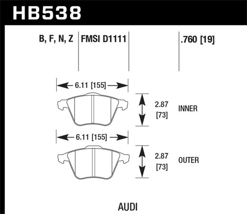 Hawk Performance Ceramic Street Brake Pads HB538Z.760