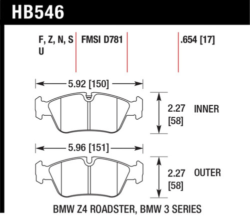 Hawk Performance Ceramic Street Brake Pads HB546Z.654