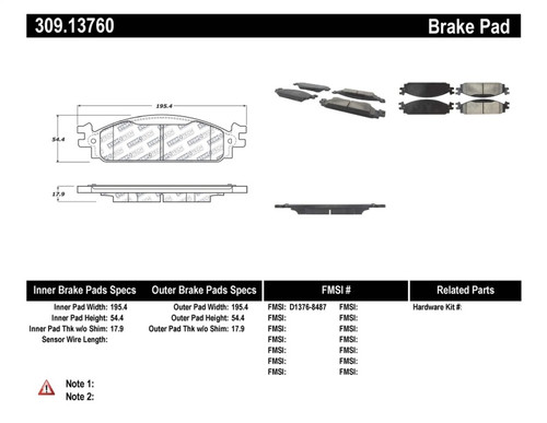 StopTech Performance Brake Pads 309.13760