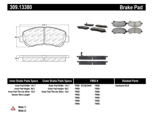 StopTech Performance Brake Pads 309.13380