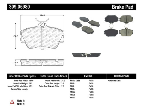 StopTech Performance Brake Pads 309.05980