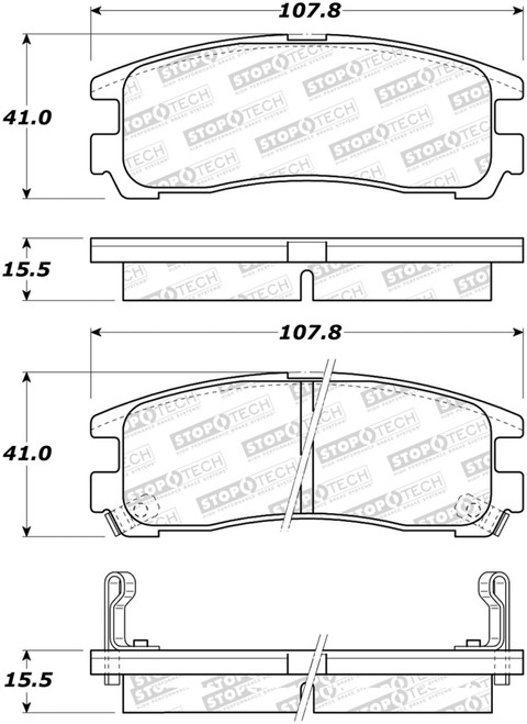 StopTech Sport Brake Pads w/Shims and Hardware - Rear 309.03831