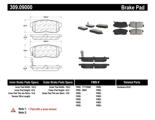 StopTech Performance 11/00-02 Infiniti G20/10/00-04 I30/I35 Rear Brake Pads