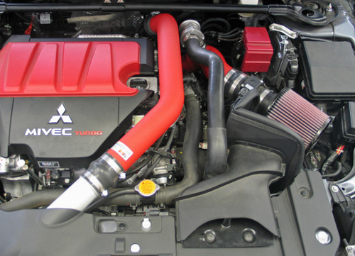 K&N 08-09 Mitsubishi Evo X Wrinkle Red Typhoon Short Ram Intake