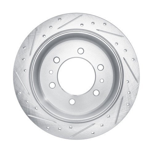 R1 06-10 Hummer H3 Rear Right Drilled & Slotted Silver Brake Rotor