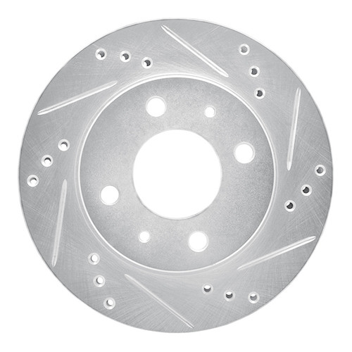 R1 98-12 Dodge ATOS (Mexico) Front Right Drilled & Slotted Silver Brake Rotor