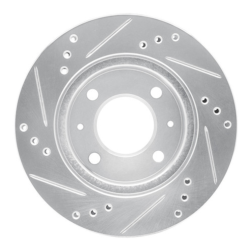 R1 98-12 Dodge ATOS (Mexico) Front Right Drilled & Slotted Silver Brake Rotor