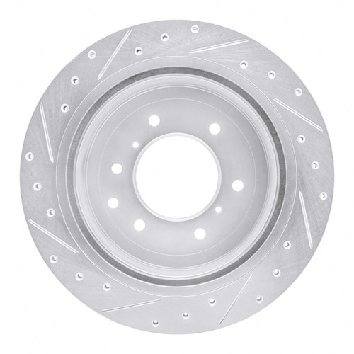 R1 08-14 Mitsubishi Montero Limited (Mexico) Rear Right Drilled & Slotted Silver Brake Rotor