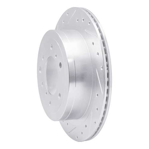 R1 08-14 Mitsubishi Montero Limited (Mexico) Rear Left Drilled & Slotted Silver Brake Rotor