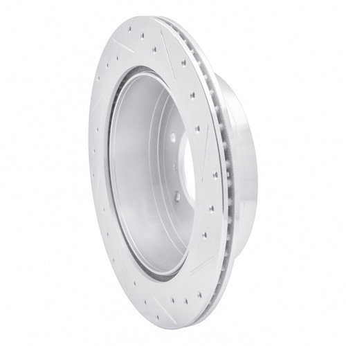 R1 08-14 Mitsubishi Montero Limited (Mexico) Rear Left Drilled & Slotted Silver Brake Rotor