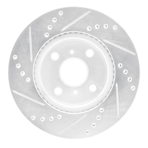 R1 12-15 ScIon IQ Front Right Drilled & Slotted Silver Brake Rotor