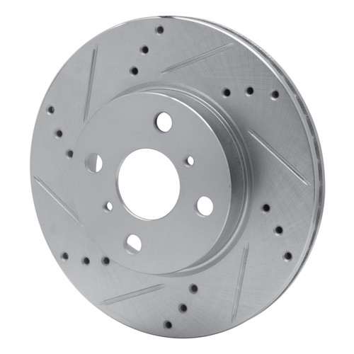 R1 12-15 ScIon IQ Front Left Drilled & Slotted Silver Brake Rotor